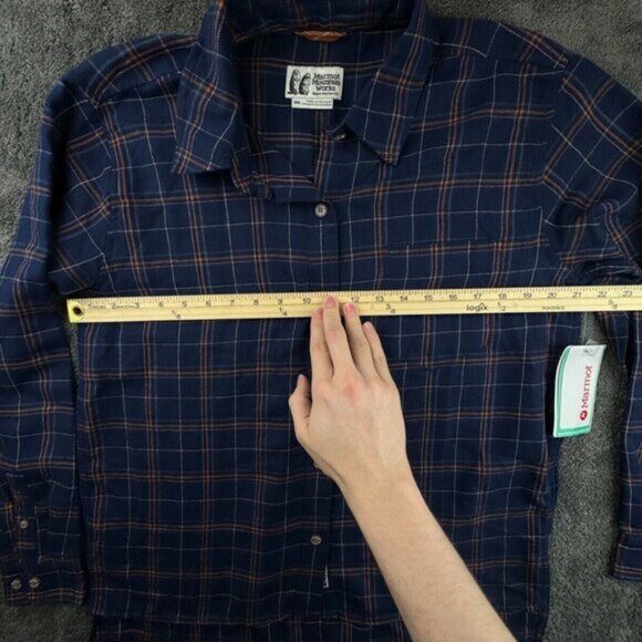 Marmot Women's Fairfax Midweight Boyfriend Flannel Shirt Blue Check Button Up - Picture 4 of 11